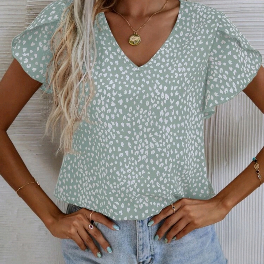 Leopard Petal Sleeve Top